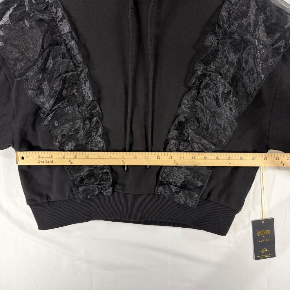 Wicked x Forever 21 Wicked Witch Ruffle Hoodie Black Green Cropped Small NWT - Picture 9 of 9